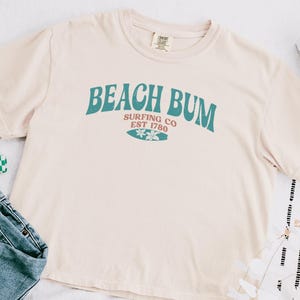 Beach Bum Shirt, Comfort Colors Surfing Crop Tee, Beach Bum Tshirt, Summer Crop Top, Summer Surf Boxy Tee, Beach Vacation Trip Souvenir Gift