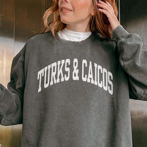 Turks & Caicos Sweatshirt, Comfort Colors Turks And Caicos Long Sleeve Shirt, Caribbean Vacation Trip Souvenir Gift, Summer Beach Crewneck