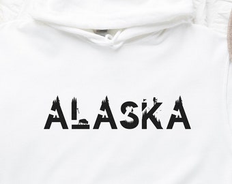 Hiking mountain Alaska hoodie sweatshirt for women, Nature explorer Anchorage hoodie birthday gift, Happy camper vacation crewneck hoodie