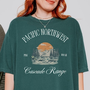 Pacific Northwest Shirt, Comfort Colors Cascade Range Shirt Washington Oregon Vacation Trip Souvenir Gift,North Cascades National Park Shirt