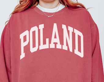 Polen Sweatshirt, Komfortfarben Polen Langarmshirt Polen Reise Urlaub Souvenir Geschenk, Pole Polnische Wurzeln Sweatshirt Polen Rundhalsausschnitt