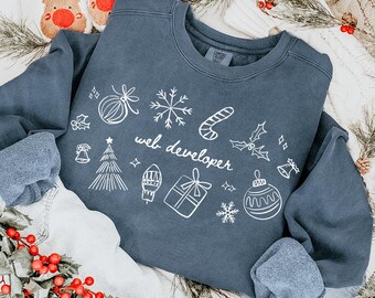 Christmas Web Developer Sweatshirt, Comfort Colors Women In Tech Shirt IT Crewneck, Holiday Coder Girl Javascript Computer Science Sweater