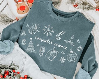 Christmas Computer Science Sweatshirt, Comfort Colors Women In Tech Shirt IT Crewneck, Holiday Coder Girl Frontend Software Engineer Sweater