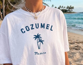 Cozumel Mexico Shirt, Comfort Colors Cozumel Tshirt Palm Tree Tropical Cruise Vacay Summer T-Shirt, Mexico Vacation Girls Trip Souvenir Gift