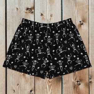 Skeleton Shorts for Women, Womens Halloween Costume, Halloween Outfit, Goth Shorts, Lounge Spooky Shorts, Horror Shorts, Skull Gothic Shorts