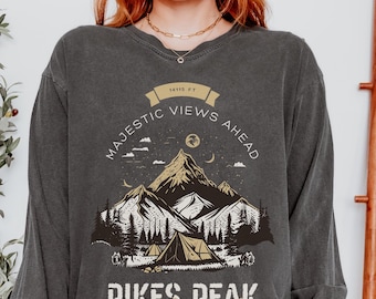 Pikes Peak Colorado Shirt, Comfort Colors Colorado Tshirt Camping Hiking Colorado Long Sleeve Shirt, National Park Shirt Outdoor Lover Gift