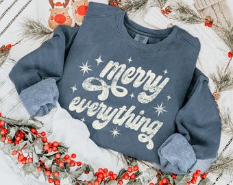 Merry Christmas Sweatshirt, Comfort Colors Merry Christmas Shirt Winter Holiday Sweater, Matching Christmas Family Crewneck Woman Xmas Shirt