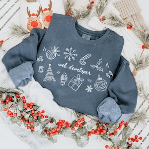 Christmas Web Developer Sweatshirt, Comfort Colors Women In Tech Shirt IT Crewneck, Holiday Coder Girl Javascript Computer Science Sweater