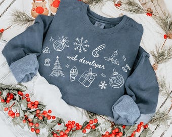 Christmas Web Developer Sweatshirt, Comfort Colors Women In Tech Shirt IT Crewneck, Holiday Coder Girl Javascript Computer Science Sweater