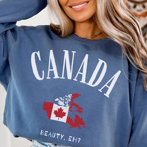 Sweat-shirt Canada, chemise drapeau du Canada couleurs confort, col rond Canada, pull Canada, chemise canadienne feuille d'érable, cadeau souvenir de voyage au Canada