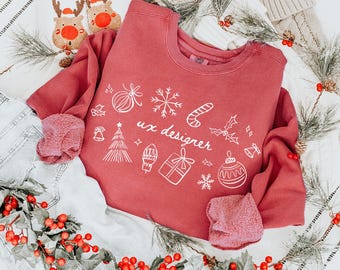 Christmas UX Designer Sweatshirt, Comfort Colors Women In Tech Shirt IT Crewneck, Holiday Coder Girl UI Software Computer Science Sweater