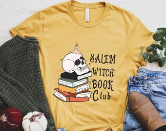 Salem witch shirt bookish crewneck shirt, Retro Halloween shirt book club shirt book lover shirt, Librarian bookworm shirt bookish gifts