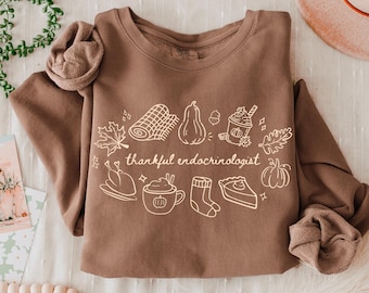Comfort Colors Thankful Endocrinologist Shirt, Lightweight Thanksgiving Endo Sweatshirt