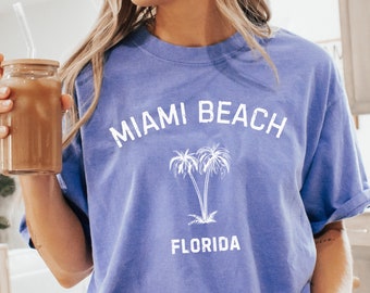 Miami Beach Shirt, Comfort Colors Miami Beach Sweatshirt Florida Trip Souvenir Vacation Gift, Miami Beach Tshirt Palm Summer Miami Crewneck