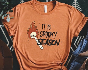 It is spooky season shirt Halloween tshirt, Vintage Halloween t-shirt skeleton graphic shirt, Fall tee retro Halloween crew neck skull shirt