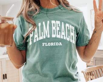 Palm Beach Sweatshirt, Comfort Colors Palm Beach Shirt Florida Vacation Girls Trip Souvenir Gift, Spring Summer Beach Shirt Beachy Crewneck