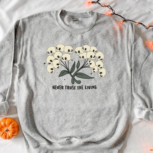 Skull Halloween Sweater Spooky Halloween Hoodie, Trick or Treat Sweatshirt Skull Sweatshirt, Womens Fall Sweater Cozy Halloween Gift for Her