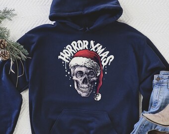 Horror Christmas hoodie as Santa skull hoodie or Christmas pullover, Creepy Christmas sweater as goth Christmas sweatshirt or gothic hoodie