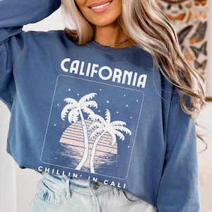 California Sweatshirt, Comfort Colors California Shirt, Palm Tree California Crewneck, Moving to California Vacation Trip Cali Souvenir Gift