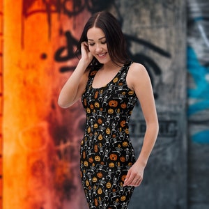 Skeleton Dress, Skeleton Halloween Costume for Women, Pumpkin Dress Women, Y2K Alt Clothing, Witchy Dress Fall, Adult Witch Dress XL