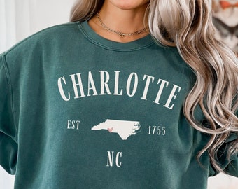 Charlotte Sweatshirt, North Carolina Sweatshirt North Carolina Trip Gifts North Carolina Map Shirt,Charlotte NC State North Carolina Sweater