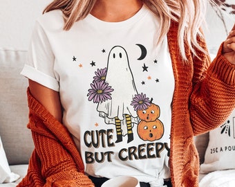 Niedliches Geist-Shirt, Halloween-Geist-T-Shirt Herbst-gespenstisches Jahreszeit-Shirt Geschenk für Halloween, Damen Halloween-Hemd Niedliches Herbst-Hemd Niedliches Herbst-T-Shirt