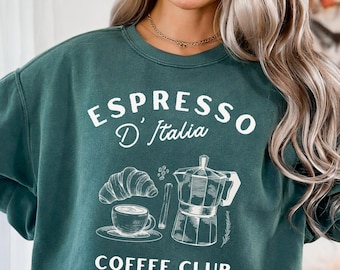 Espresso Shirt, Coffee Club Italy Amalfi Coast Chic Aesthetic Tee Oversized Italia Vacation Shirt, Vintage Italy Graphic Tee D'Italia Shirt