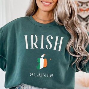 Sweat-shirt irlandais, chemise irlandaise Slainte couleurs confort, cadeau souvenir de voyage en Irlande, chemise drapeau irlandais, col rond Irlande, cadeau de la Saint-Patrick