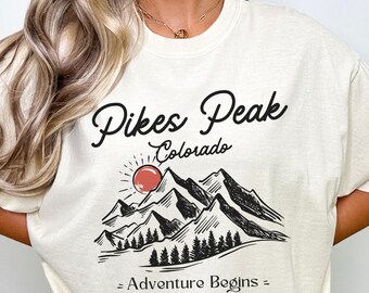 Pikes Peak Colorado Shirt, Comfort Colors Pikes Peak Sweatshirt Colorado Vacation Souvenir Trip Gift, Colorado Mountains National Park Shirt