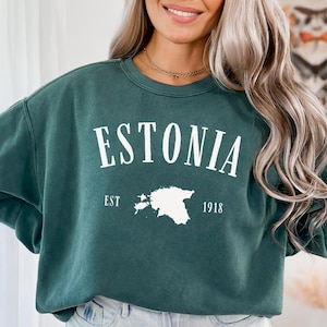 Estonia Sweatshirt, Comfort Colors Estonia Shirt, Estonia Vacation Trip Gift, Estonia Sweater, Estonia Crewneck, Tallinn Eesti Sweatshirt