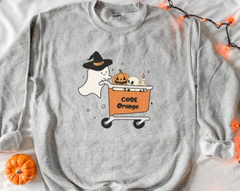 Ghost sweatshirt Halloween sweater, Vintage Halloween ghoul sweatshirt, Spooky season sweatshirt trick or treat costume retro Halloween gift