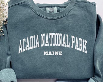 Acadia National Park Sweatshirt, Comfort Colors Acadia National Park Shirt Maine Vacation Trip Souvenir Gift, Preppy Acadia Maine Crewneck