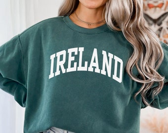 Ireland Sweatshirt, Comfort Colors Ireland Shirt Ireland Tshirt Moving to Ireland Vacation Trip Souvenir Gift, Preppy Proud Irish Sweatshirt