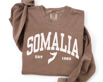 Comfort Colors Langarmshirt mit Somalia-Karte, Souvenir-Geschenk für Afrika-Urlaube