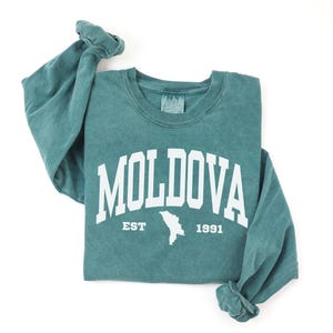 Komfortfärger Moldavien karta långärmad tröja, Europa semesterresa souvenir present