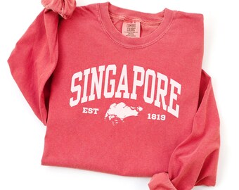 Comfort Colors Singapore Map Long Sleeve Shirt, Asia Vacation Trip Souvenir Gift