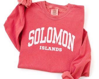 Comfort Colors Langarmshirt mit Salomonen-Karte, Souvenir-Geschenk für Ozeanien-Urlaubsreisen