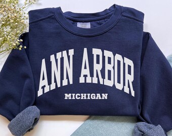 Ann Arbor Sweatshirt, Comfort Colors Ann Arbor MI Shirt, Michigan Urlaubssouvenir Geschenk, Ann Arbor Pullover für Spieltage, Ann Arbor Rundhalsausschnitt