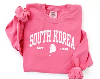 Comfort Colors Langarmshirt mit Südkorea-Landkarte, Souvenir-Geschenk für Asienurlaube
