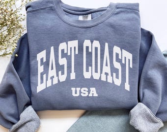 East Coast Sweatshirt, Comfort Colors East Coast Shirt USA Girls Trip Family Vacation Gift, Preppy USA Summer Beach Shirt Spring Break Gift