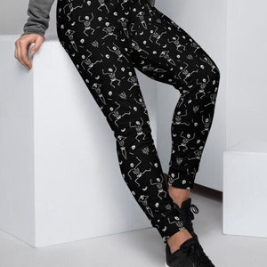 Womens Halloween Costume, Skeleton Joggers, Skeleton Halloween Pants, Skeleton Sweatpants, Black Gothic Sweatpants, Goth Pants for Women