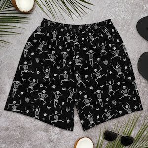 Short squelette pour homme, short gothique pour homme, déguisement squelette d&#39;Halloween pour homme, short de surf noir effrayant pour homme, vêtements alternatifs, maillot de bain pour homme