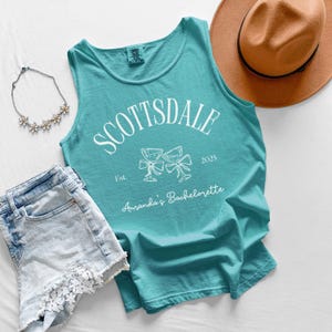Custom Bachelorette Scottsdale Tank Top, Comfort Colors Unisex Personalized Bridesmaids Tank Top, Custom Bridal Wedding Bride Bach Tank Top