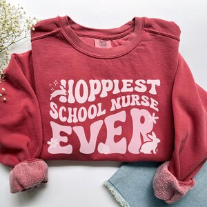 Easter School Nurse Shirt, Comfort Colors Easter School Nurse Sweatshirt, School Nurse Gift, School Nurse Tshirt, Easter Gift for Nurse Tee