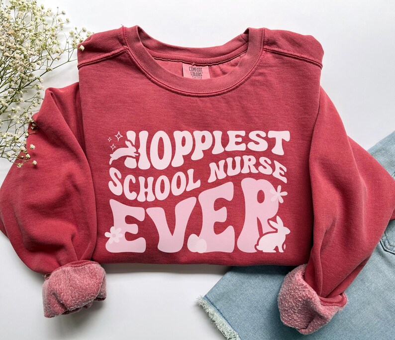 Easter School Nurse Shirt, Comfort Colors Easter School Nurse Sweatshirt, School Nurse Gift, School Nurse Tshirt, Easter Gift for Nurse Tee