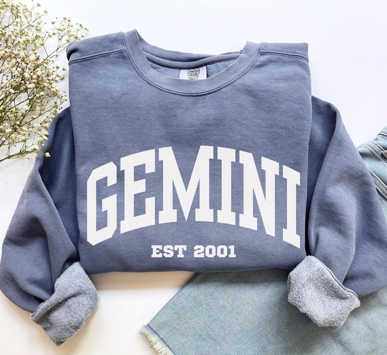 Custom Gemini Sweatshirt, Comfort Colors Custom Gemini Shirt, Gemini Gift, Custom Zodiac Shirt, Personalized Horoscope Gift, May June Gift