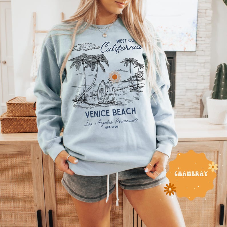 Venice Beach Shirt California Sweatshirt, Comfort Colors Venice Beach Sweatshirt, California Vacation Surfing Venice Beach California Gifts