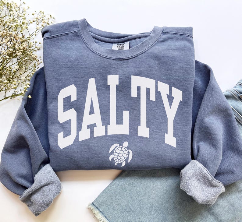 Salty Sweatshirt, Comfort Colors Salty Shirt, Beach Sweatshirt, Spring Break Girls Trip Beachy Sweatshirt, Trendy Summer Vacation Crewneck
