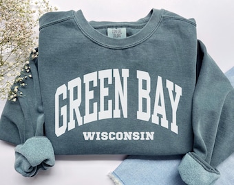 Green Bay Wisconsin Sweatshirt, Comfort Colors Green Bay Shirt, Souvenir-Geschenk für Wisconsin-Urlaubsreisen, Green Bay WI Rundhals-Pullover