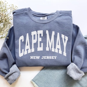 Cape May Sweatshirt, Comfort Colors Cape May Shirt, New Jersey Vacation Trip Souvenir Gift, Girls Trip Vacay Beachy Crewneck New Jersey Tee